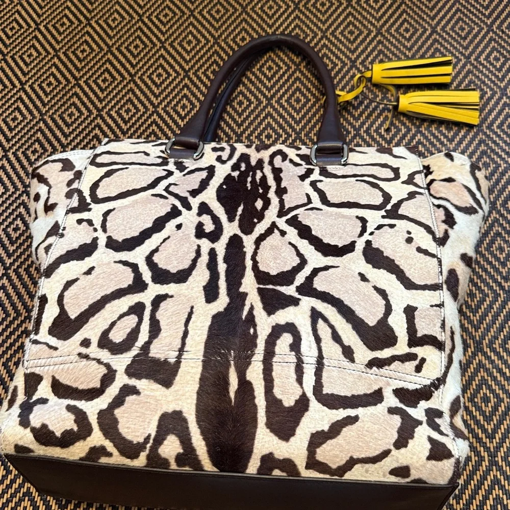 Y2K COACH large Ocelot Leopard print dyed Hair on calf tote 21165 calf hair